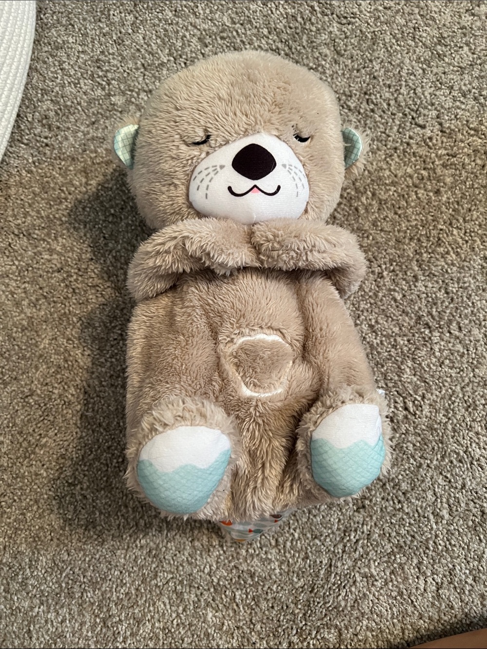 Fisher-Price Plush Otter Comforter - Light Brown with Teal Accents